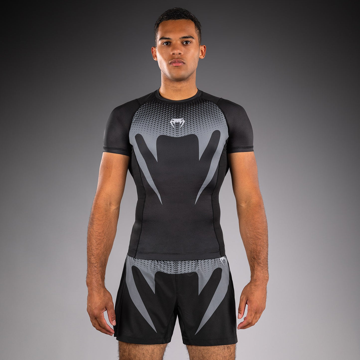 Venum No Gi Rashguards - Black/ Silver Grey
