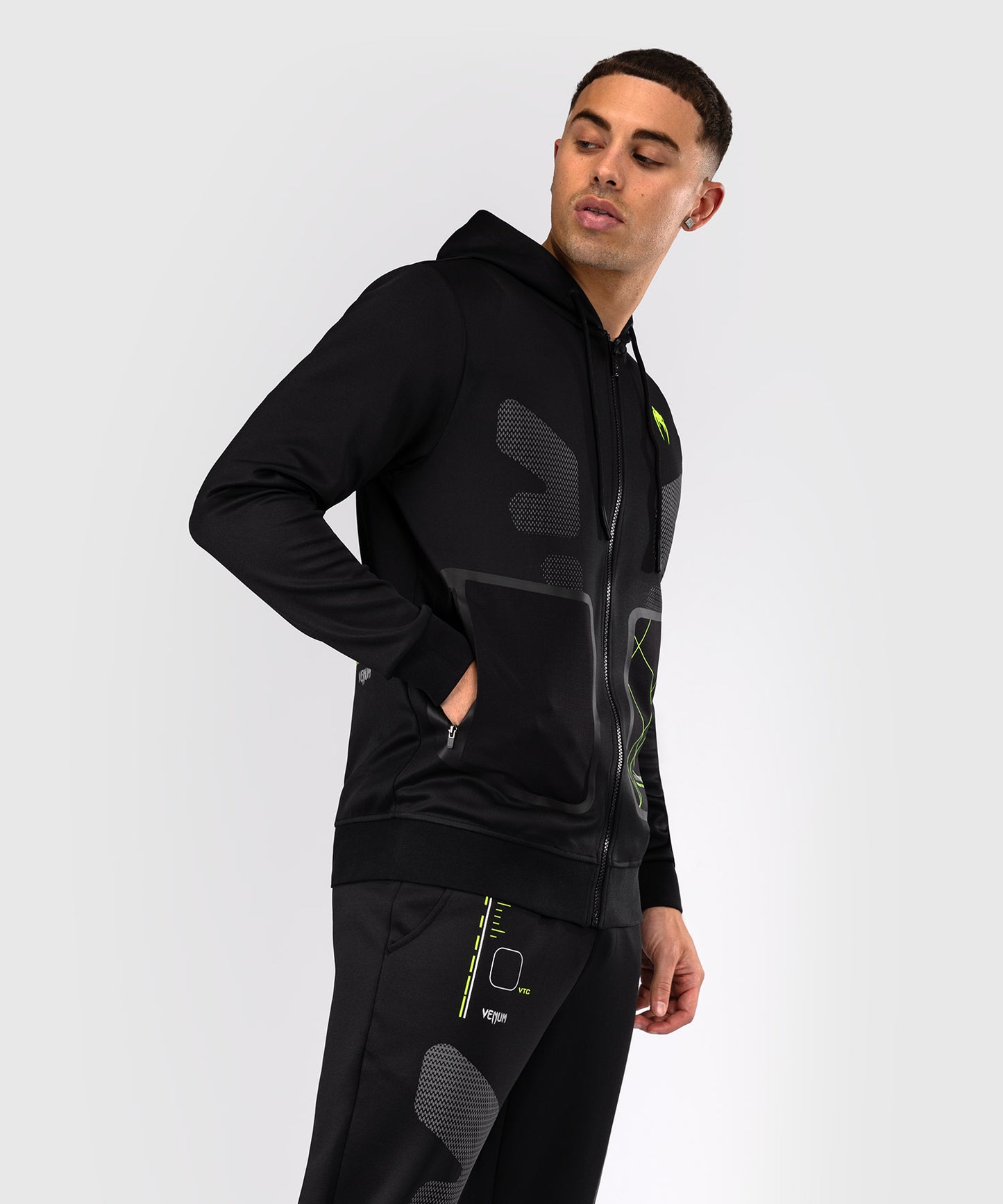 Venum Training Camp 4.0 Full Zip Hoodie - Black/Neon Green