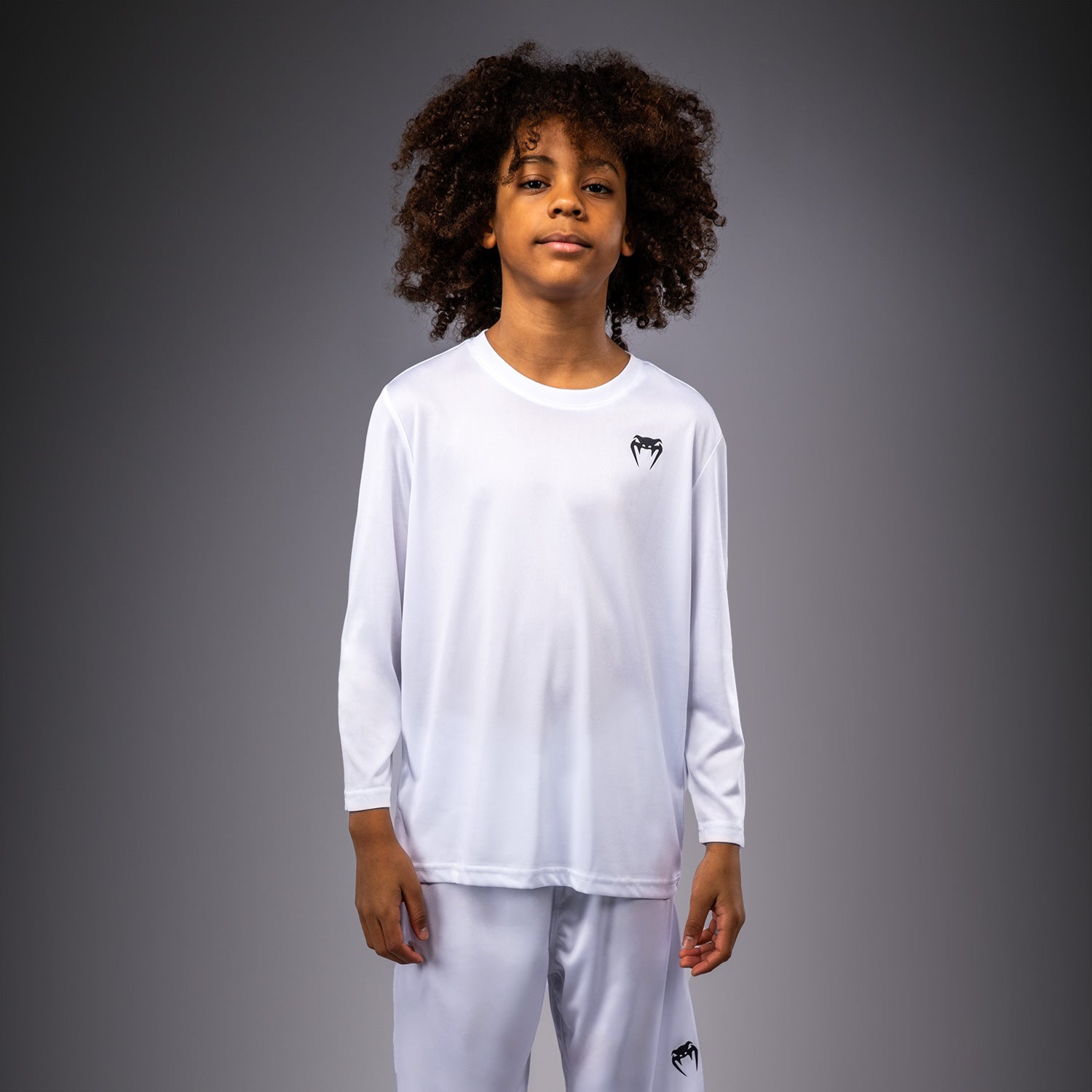 Venum Lineup Youth Performance Long Sleeve T-Shirt - White/Black  product-type_Dry Tech T-Shirts Venum