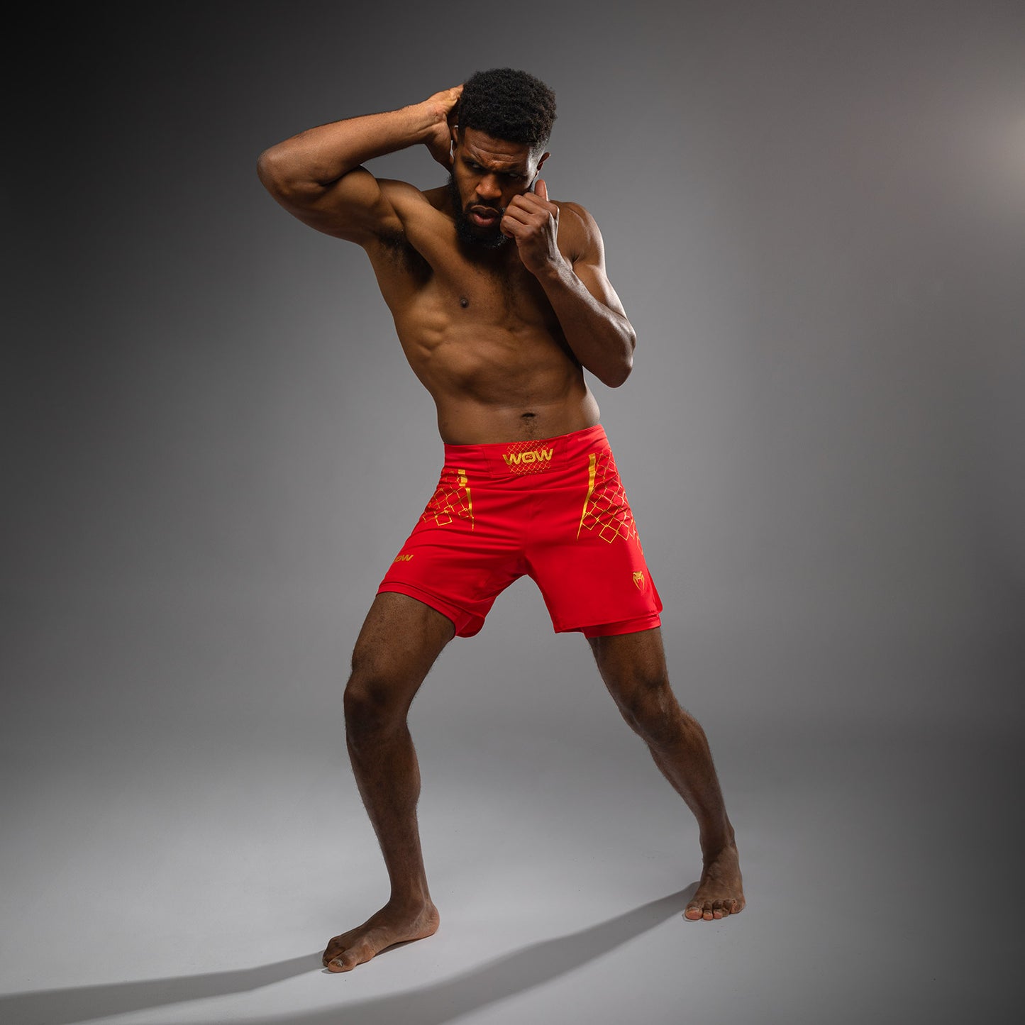 Venum x WOW FC Men’s Fight Shorts - Fury Red/ Gold