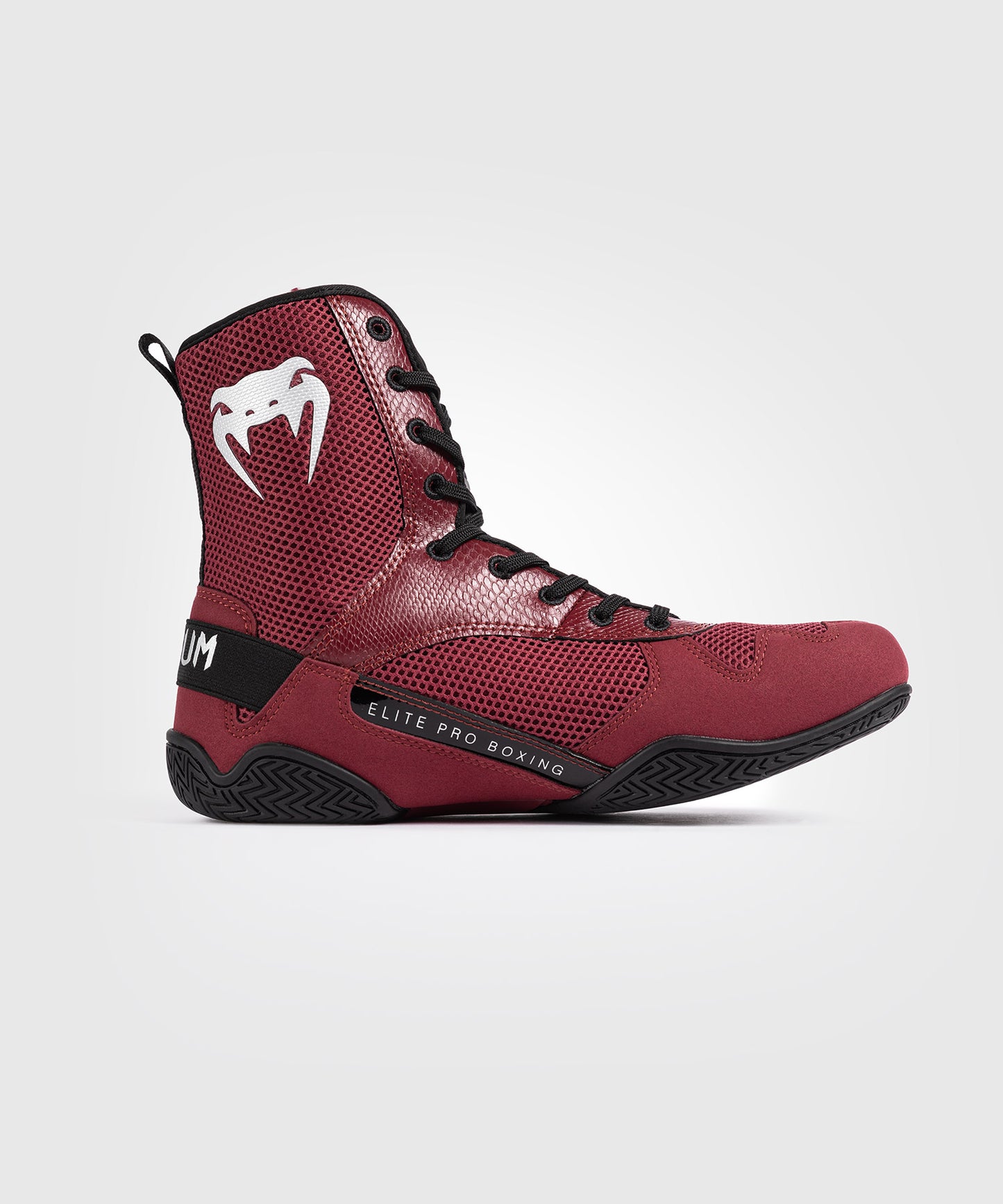 Venum Elite Boxing Shoes - Burgundy / Silver