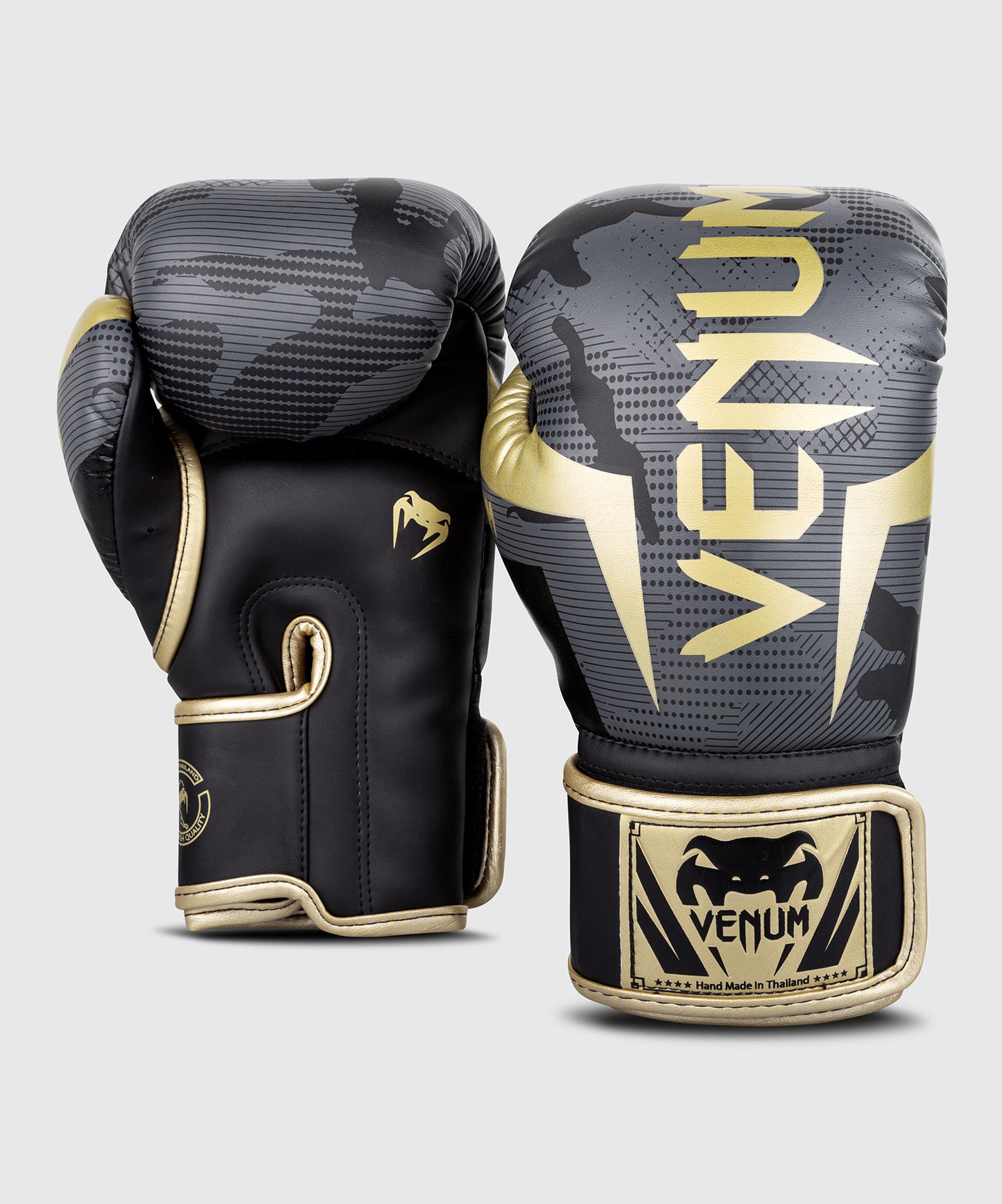 Venum Elite Boxing Gloves - Camo/Gold