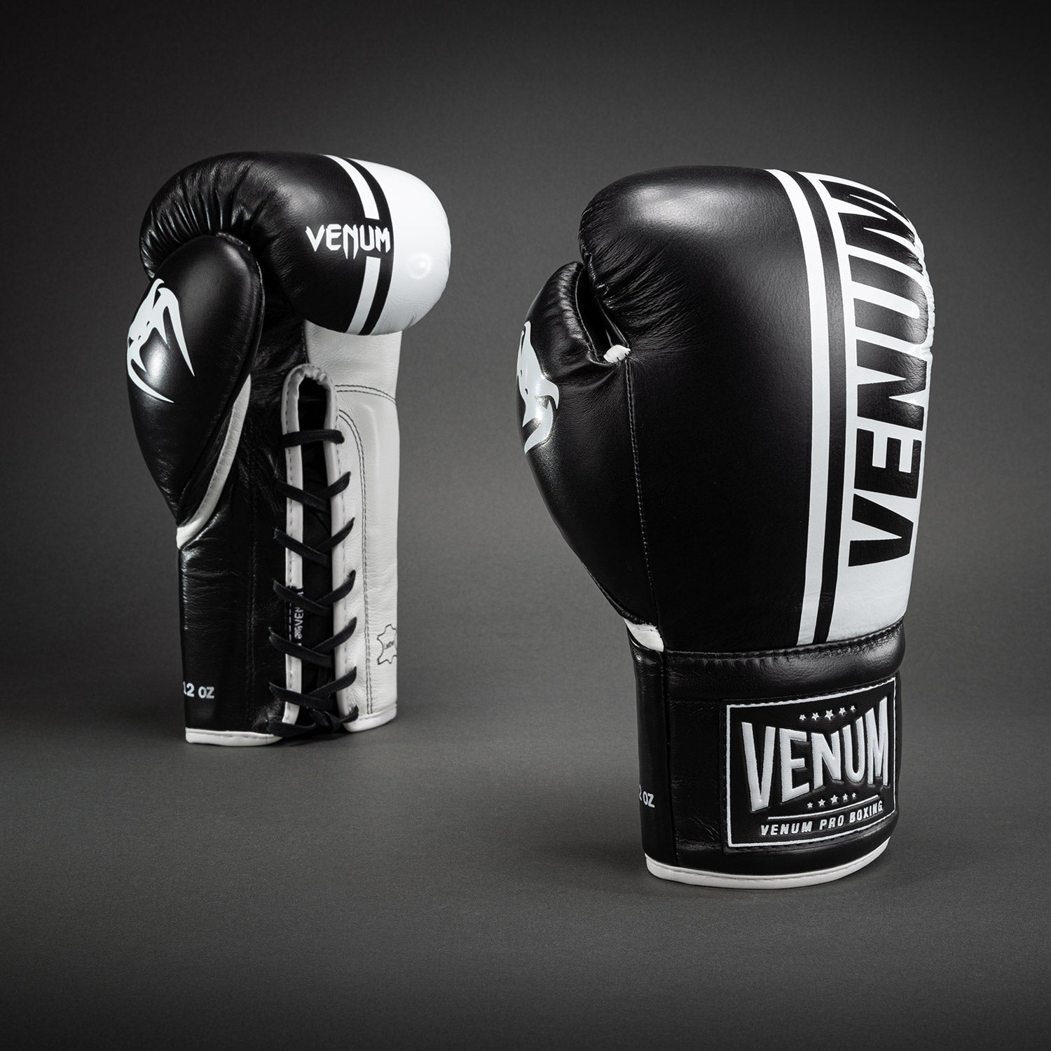 Venum Shield Pro Boxing Gloves with Laces - Black/White - Venum