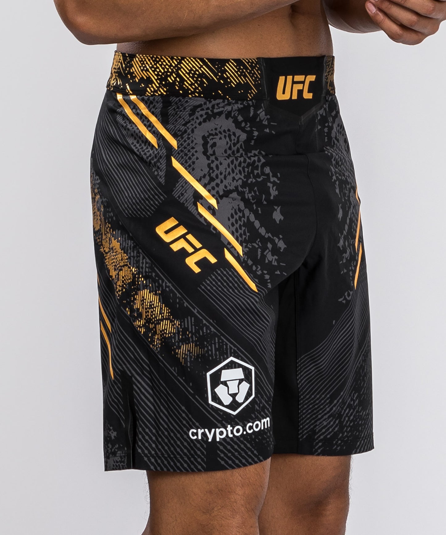 UFC Adrenaline by Venum Personalized Authentic Fight Night Men's Fight Short - Long Fit - Black/Gold