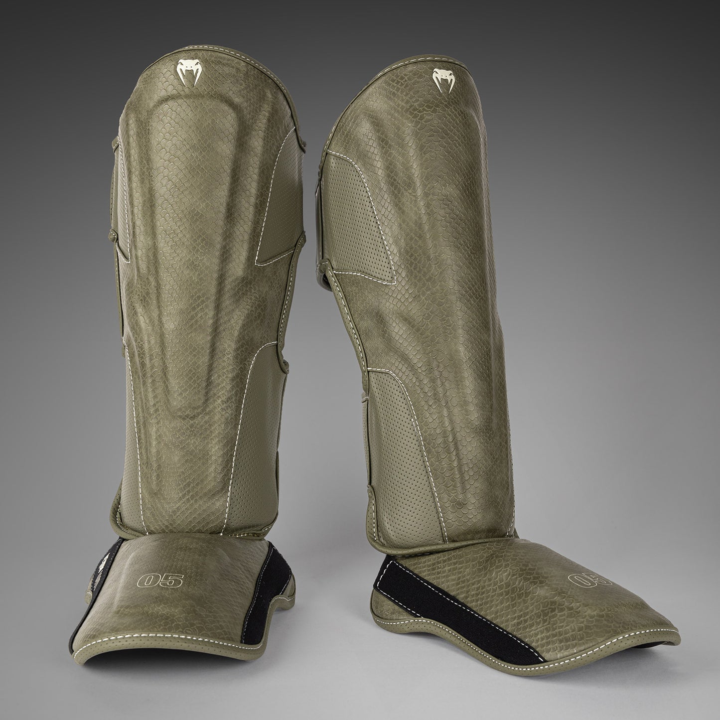 Venum Impact Evo Scales Shin Guards - Army Green