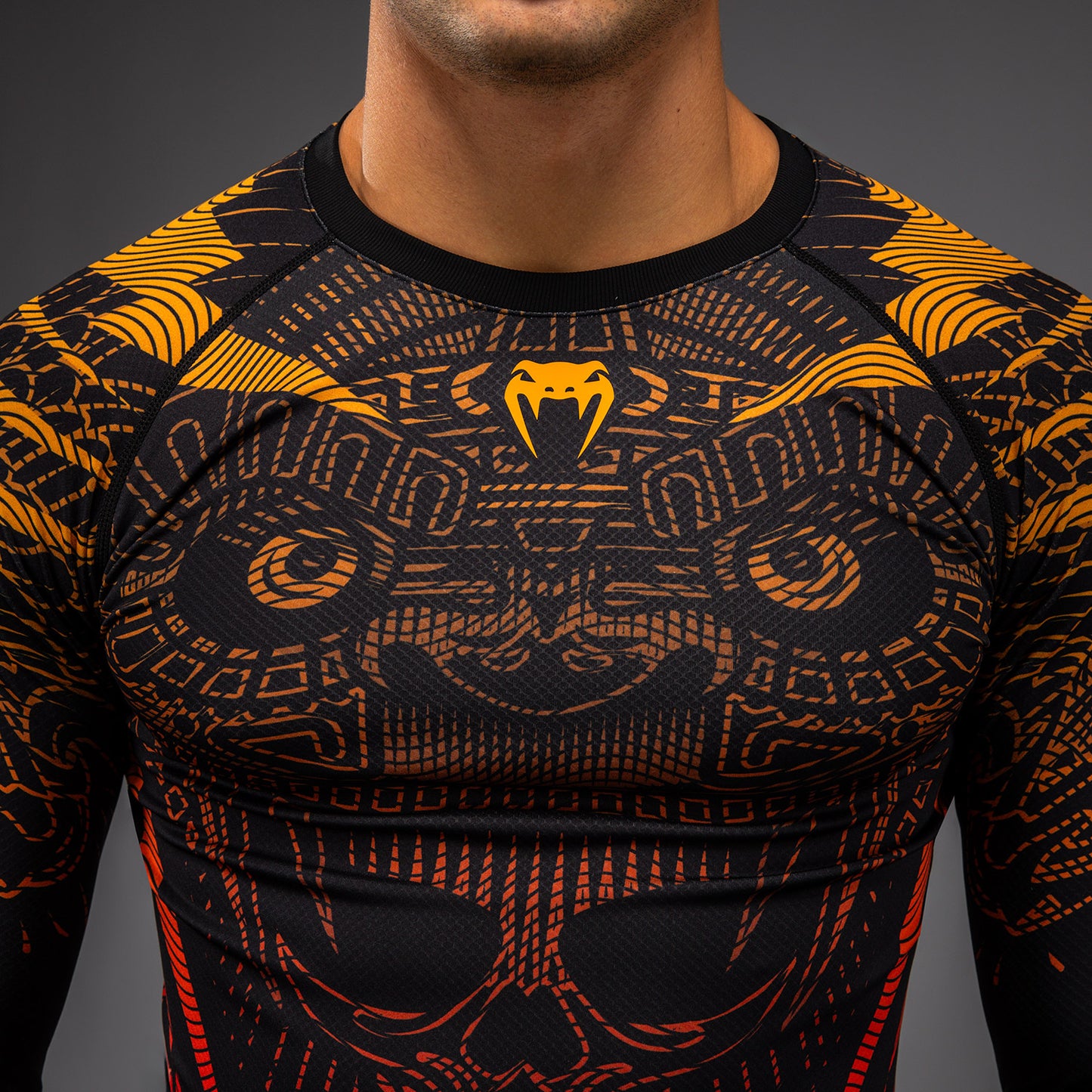 Venum Quetzal Fury Long Sleeve Rashguard - Black/Fury Red/ Tangerine