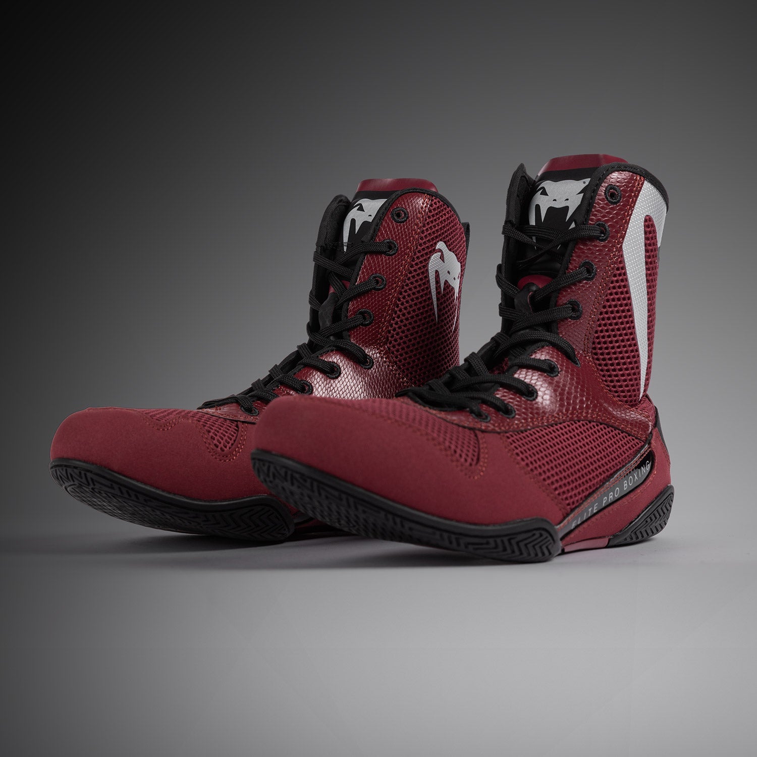 Venum Elite Boxing Shoes Burgundy Silver Venum