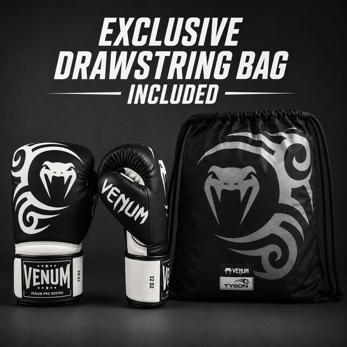 Venum Giant 2.0 Mike Tyson Pro Boxing Gloves - Deep Black/Optical Venum Giant 2.0 Mike Tyson Pro Boxing Gloves - Deep Black/Optical