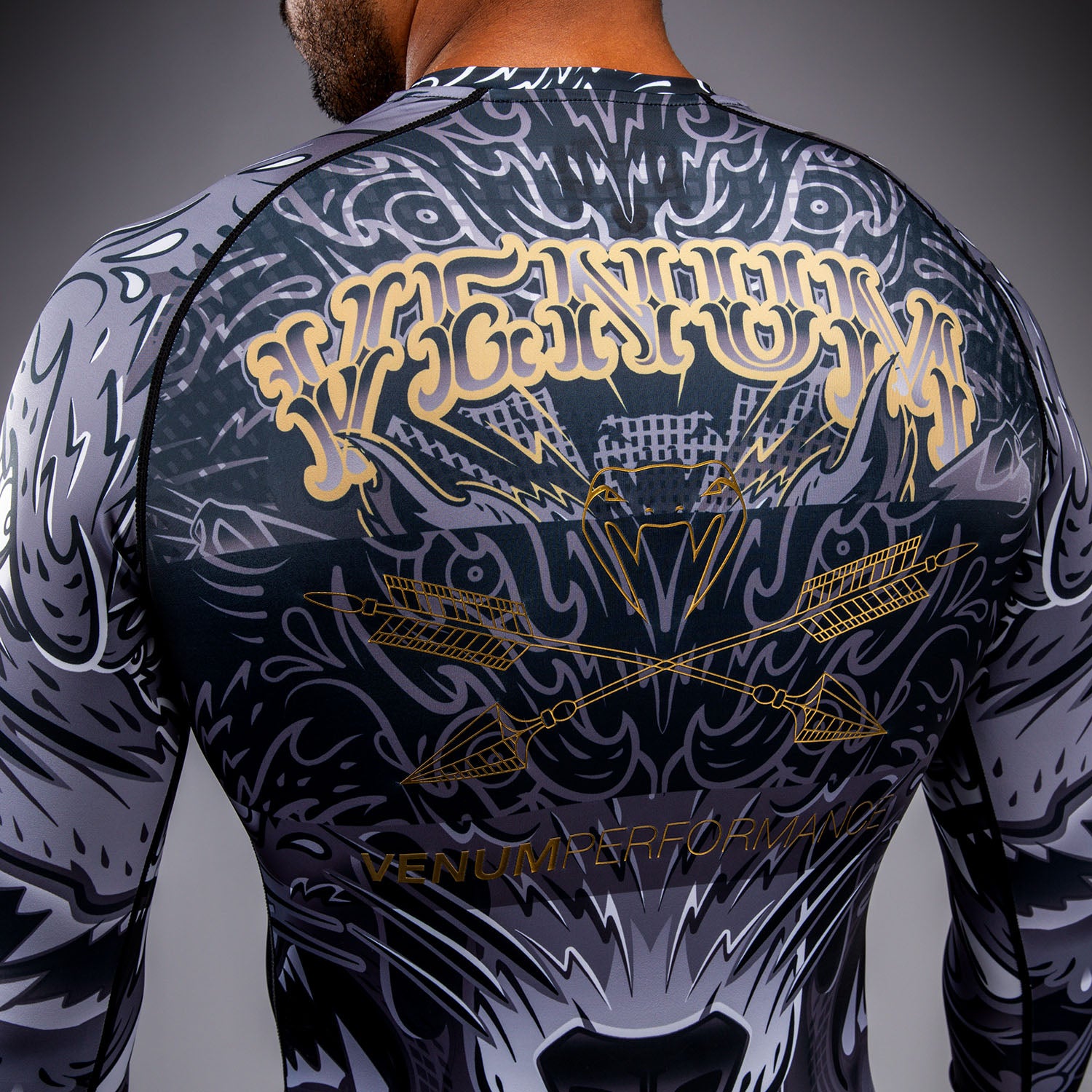 Venum Wolf Atak Long Sleeve Rashguard - Black/Grey - Venum