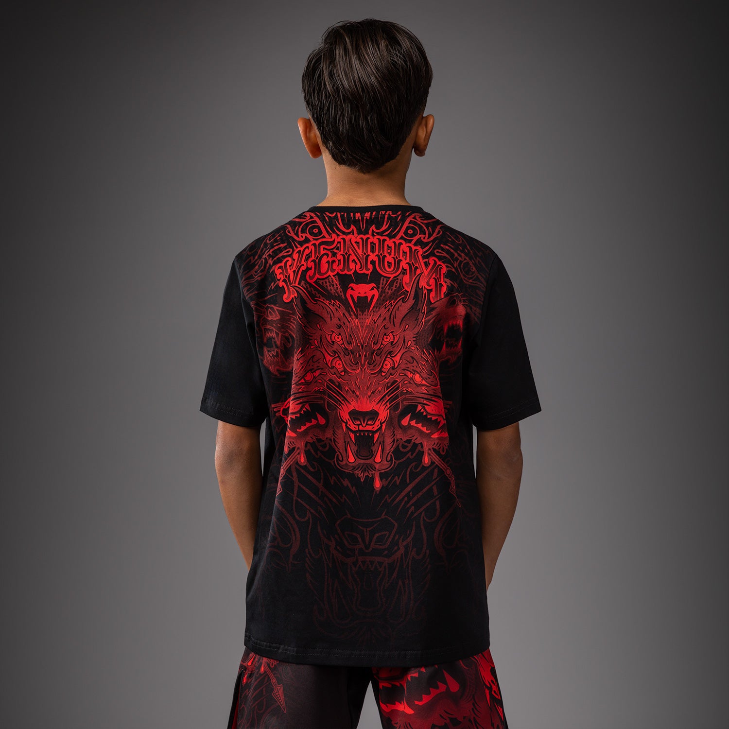 Venum Wolf Atak Kids T-Shirt - Black/Red  product-type_T-Shirts Venum