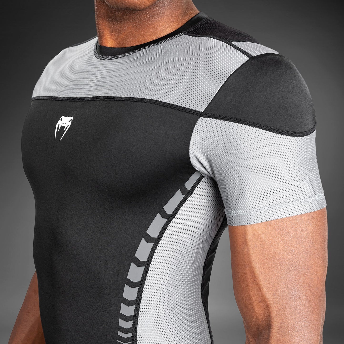 Venum Tempest Men's Short Sleeve Rashguard - Black/Grey