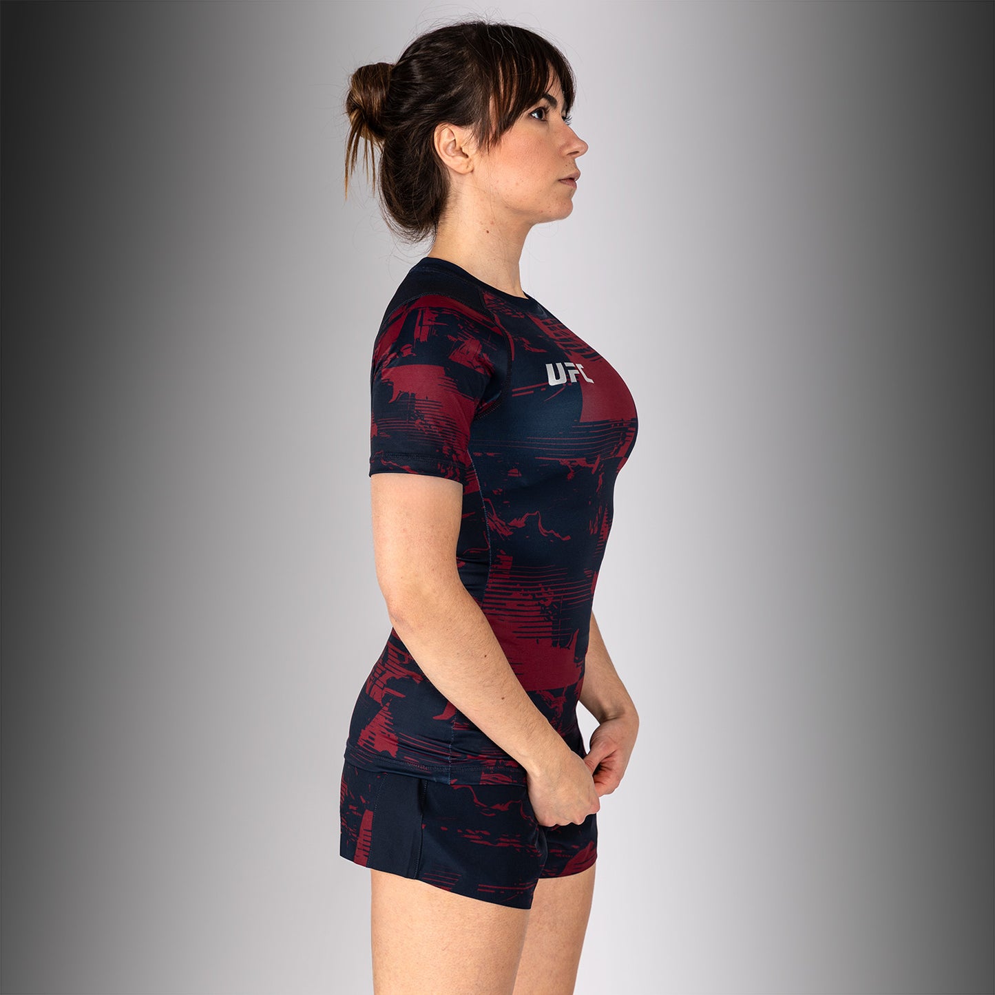 Women’s UFC Zenith by Venum Burgundy Authentic Fight Week Performance Short Sleeve Rashguard