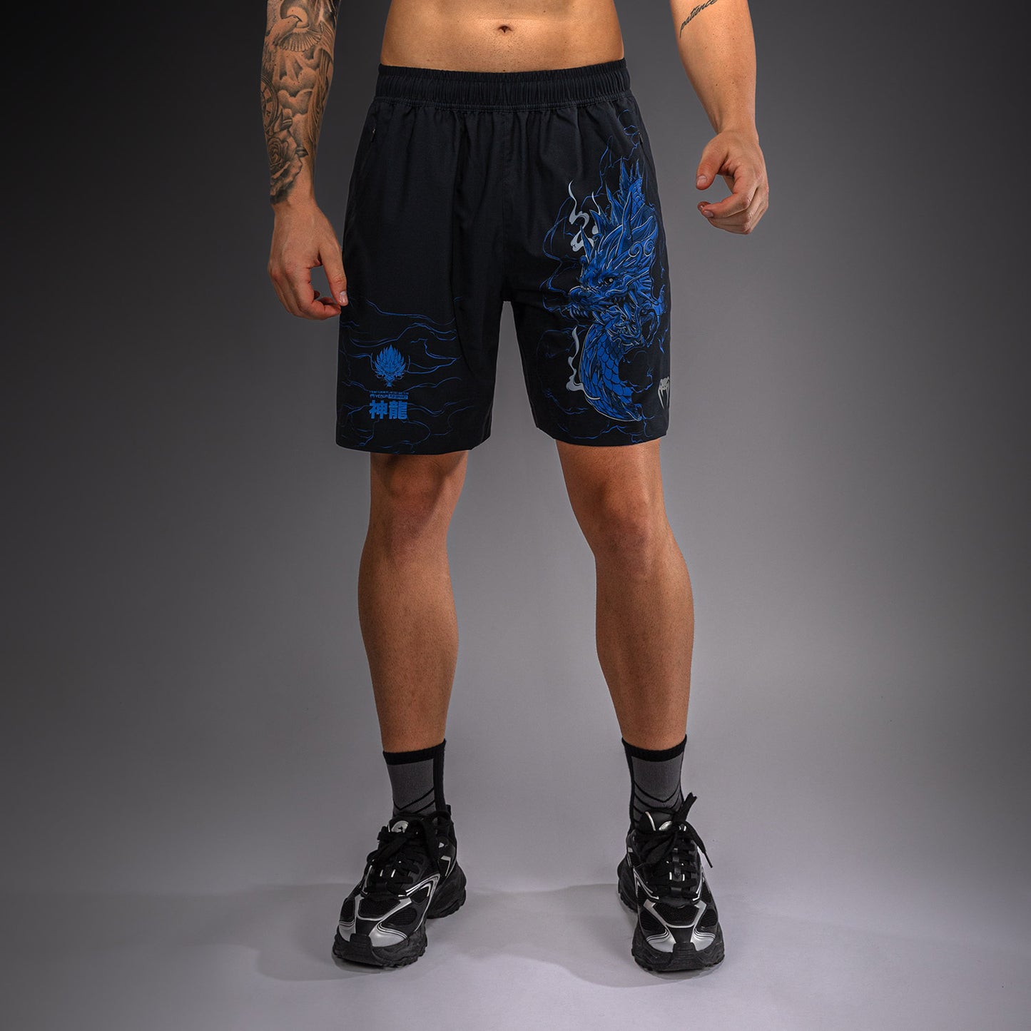 Venum Thunder Dragon Training Shorts - Black/Royal Blue