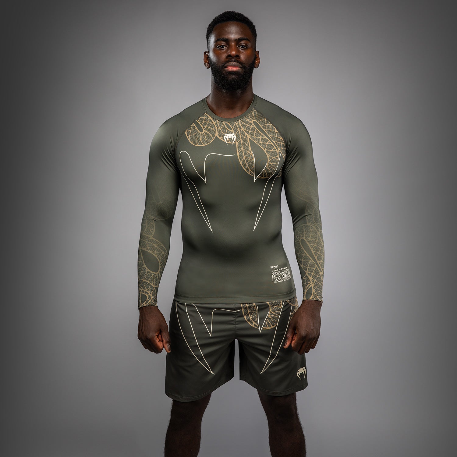 ウェア Brahim Venum Serpenti Long Sleeve Rashguard - Khaki/Bronze/Ivory - Venum