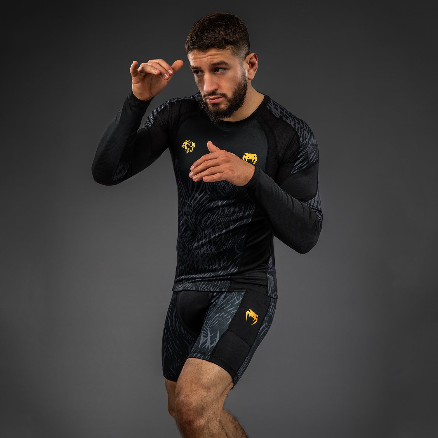 Venum x Chimaev Rashguards - Black/Grey - Venum