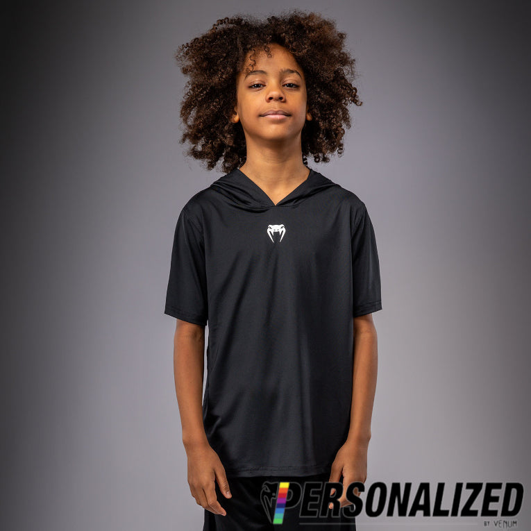 Venum Elite Kids Personalized Short Sleeve Dry-Tech Hoodie - Black  product-type_Sweatshirts Venum