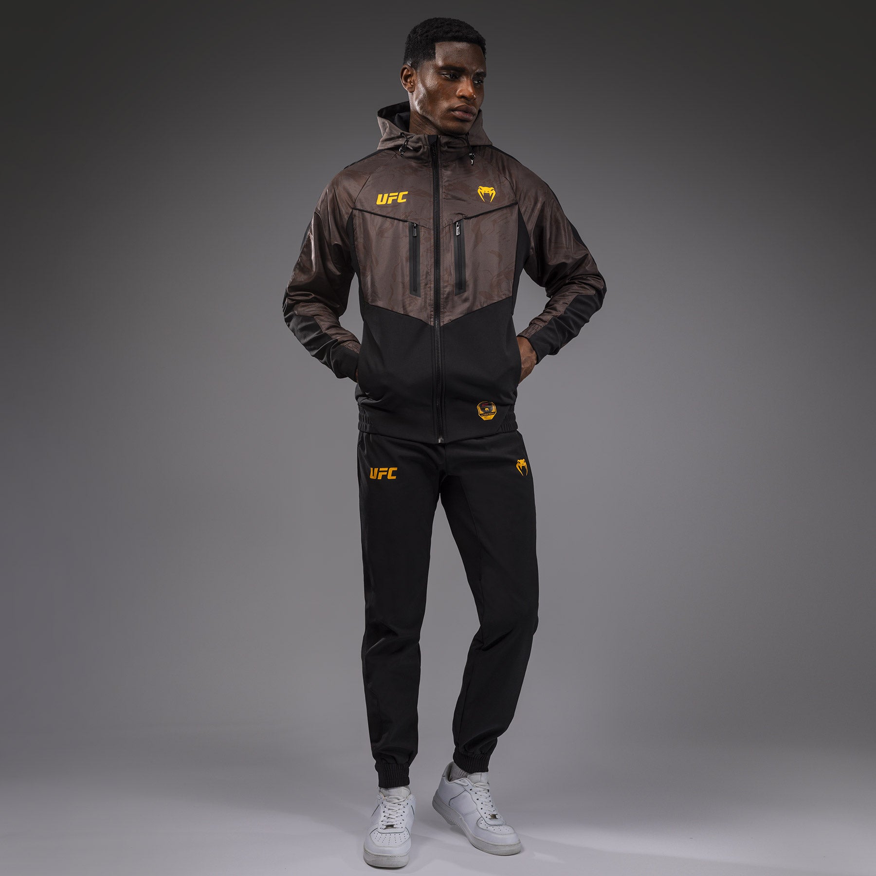 UFC Fusion by Venum Fight Week Men's Zip Hoodie - Earthen Brown