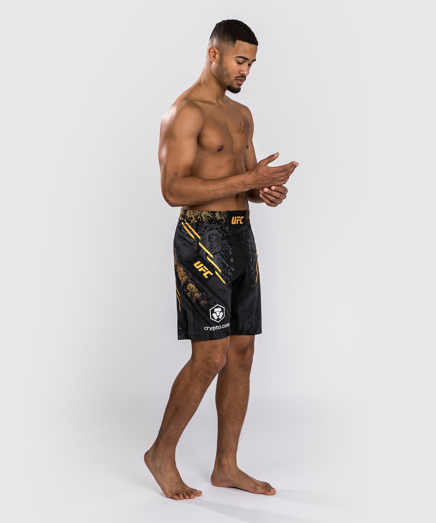 UFC Adrenaline by Venum Personalized Authentic Fight Night Men's Fight Short - Long Fit - Black/Gold