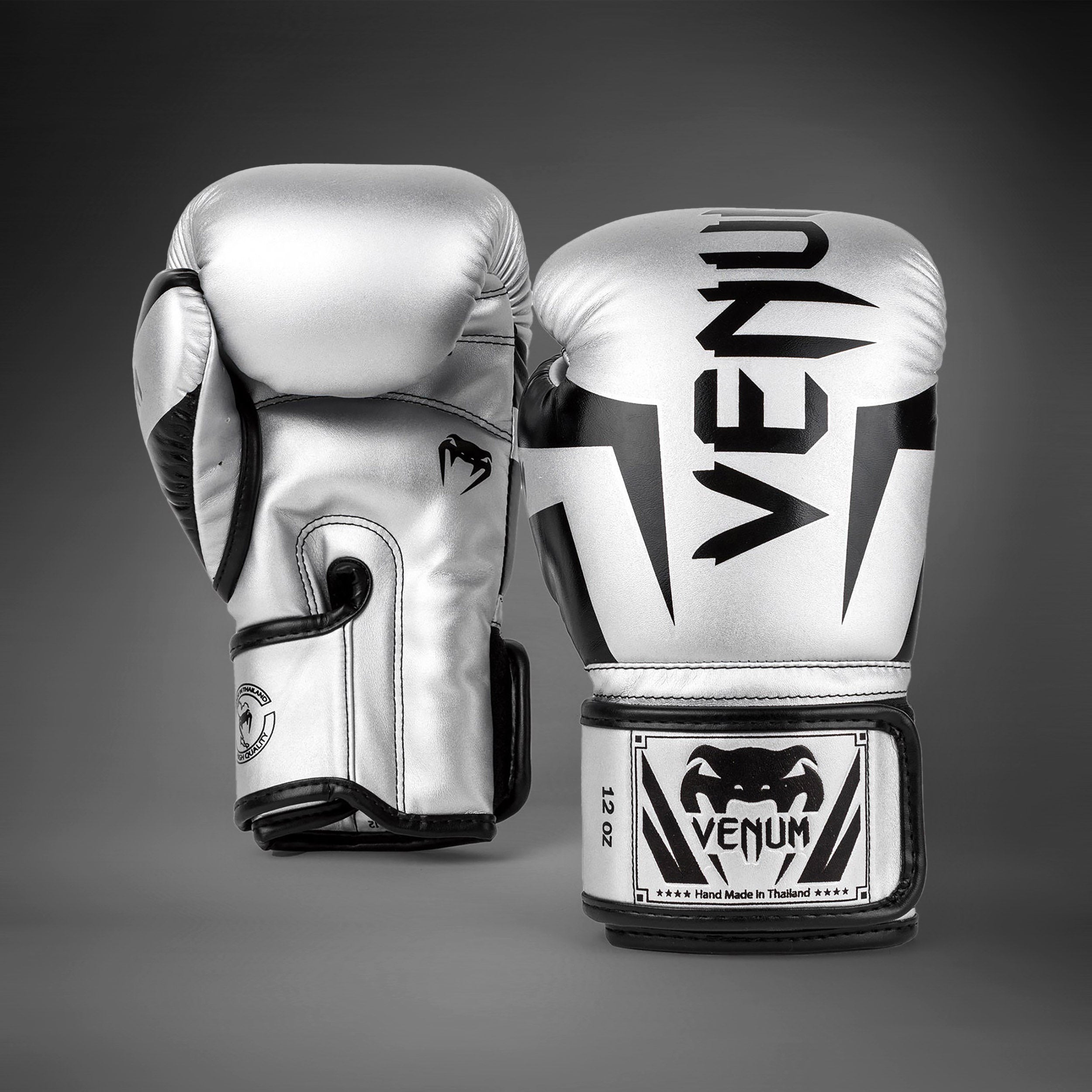 Venum Elite Boxing Gloves - Silver/Black - Venum