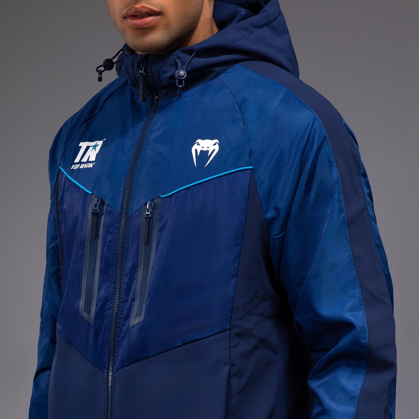 Venum x Top Rank Original Men's Full Zip Hoodie - Navy Blue