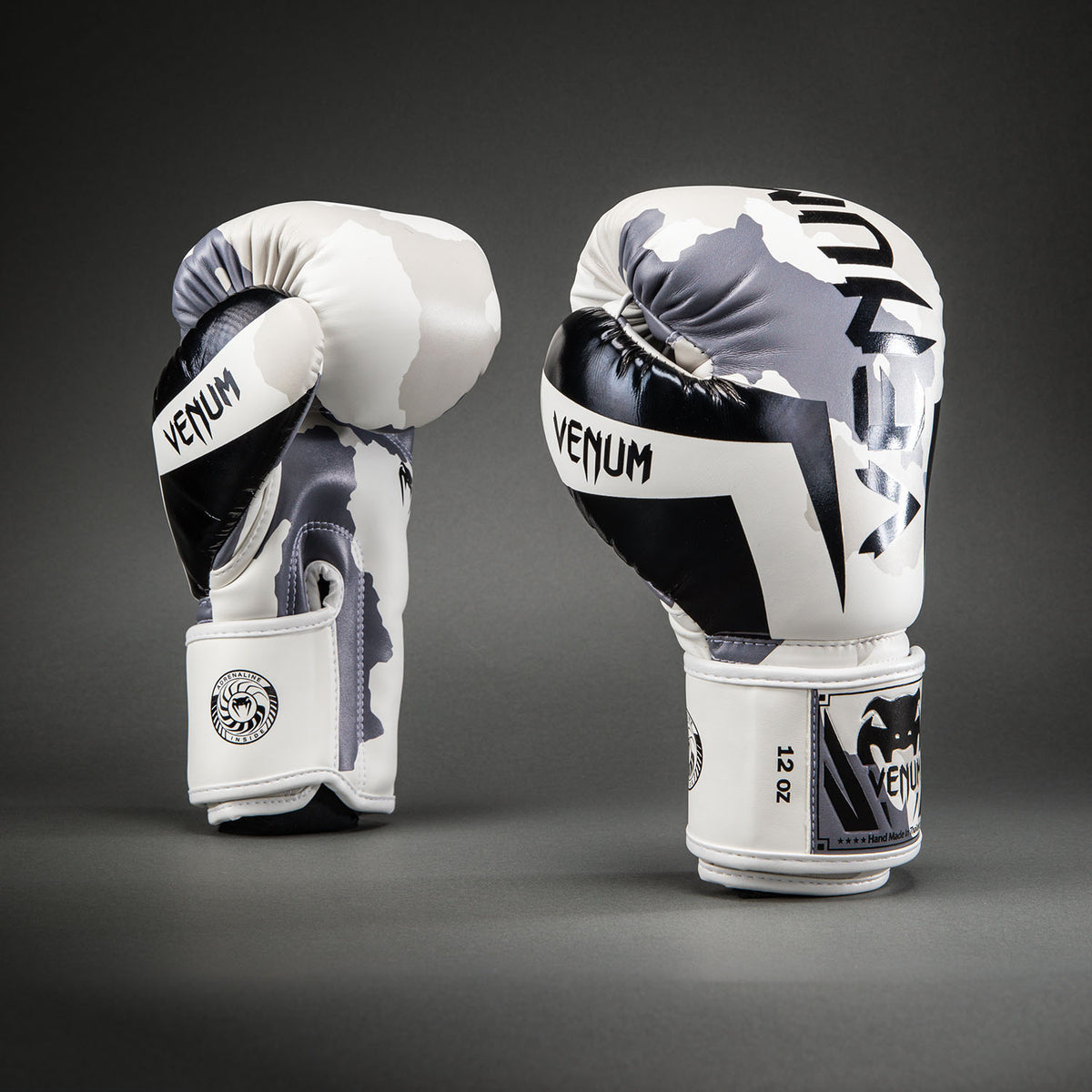 Venum Elite Camo Boxing Gloves - White/Light Grey