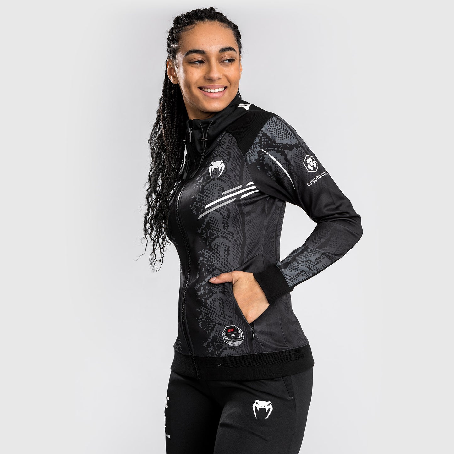 UFC Adrenaline by Venum Authentic Fight Night  Women’s Walkout Hoodie - Black