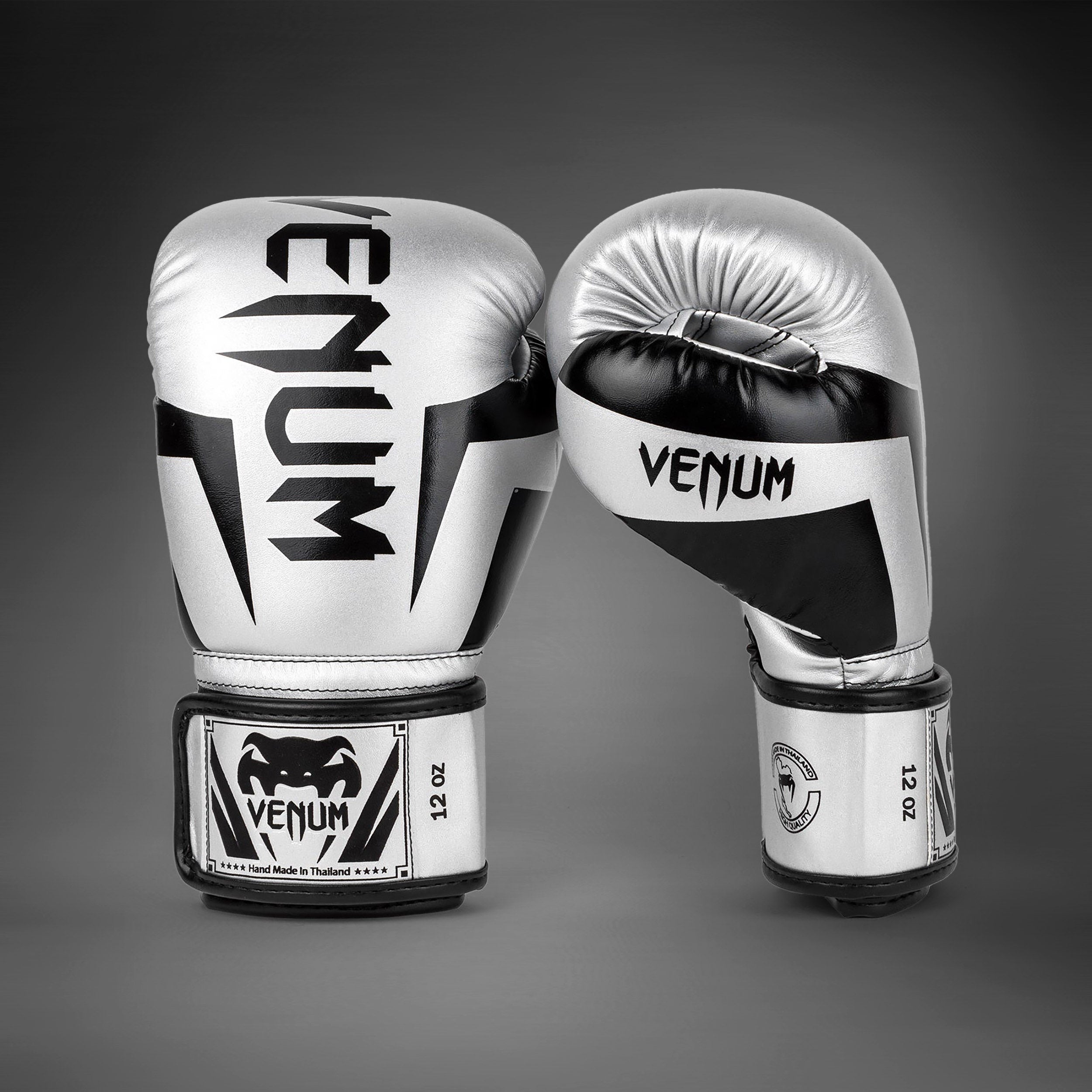 Venum ボクシンググローブ 12oz シルバー Venum Elite Boxing Gloves - Silver/Black