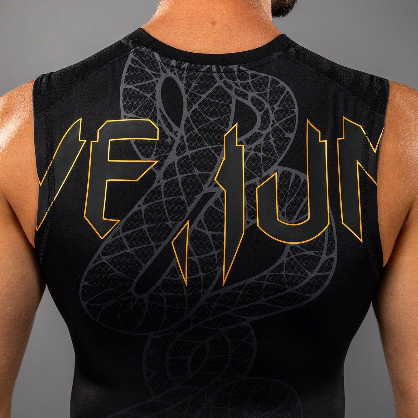 Venum Serpenti Sleeveless Rashguard - Black/Silver/Gold