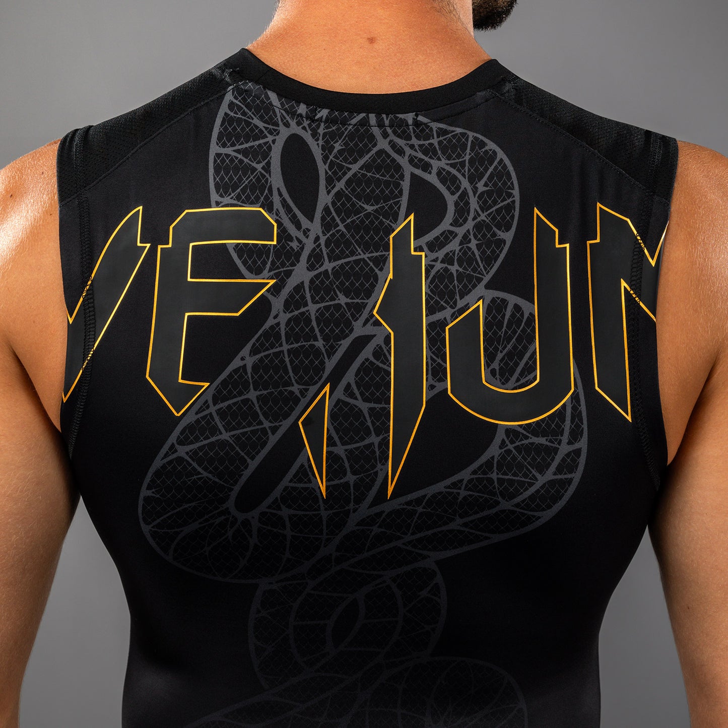 Venum Serpenti Sleeveless Rashguard - Black/Silver/Gold
