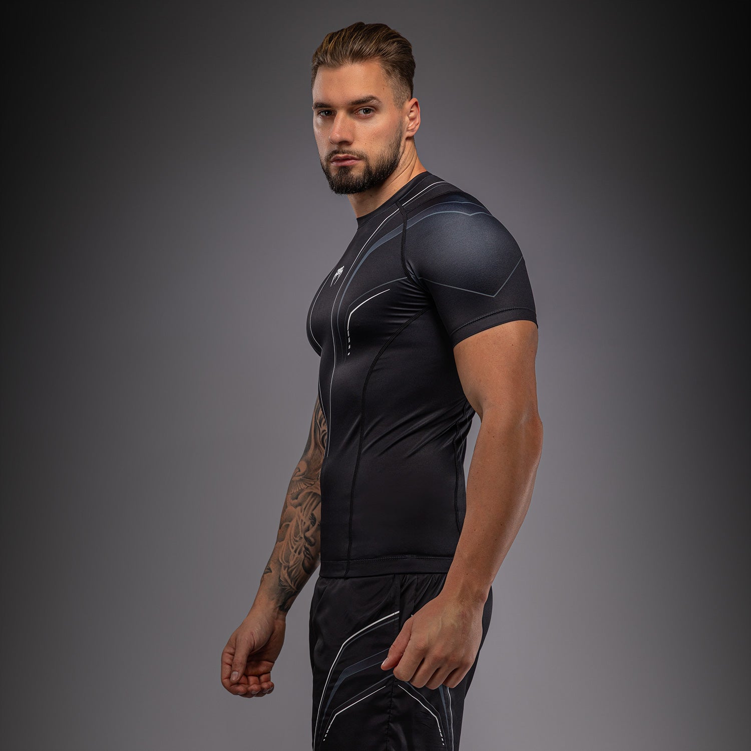 Venum Streamline Short Sleeve Rashguard - Black/White  product-type_Compression T-Shirts Venum