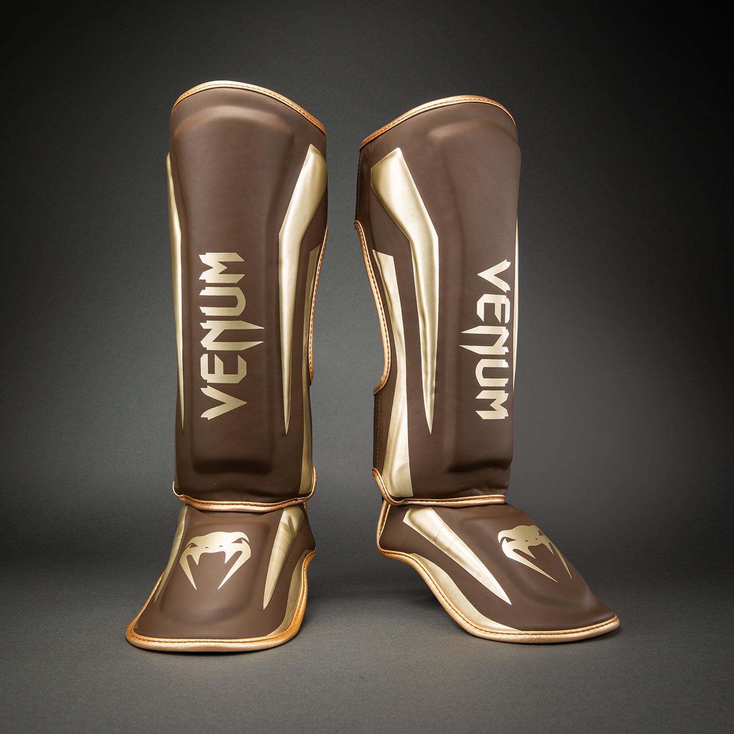 Venum Elite Shin Guards - Dark Brown - Venum