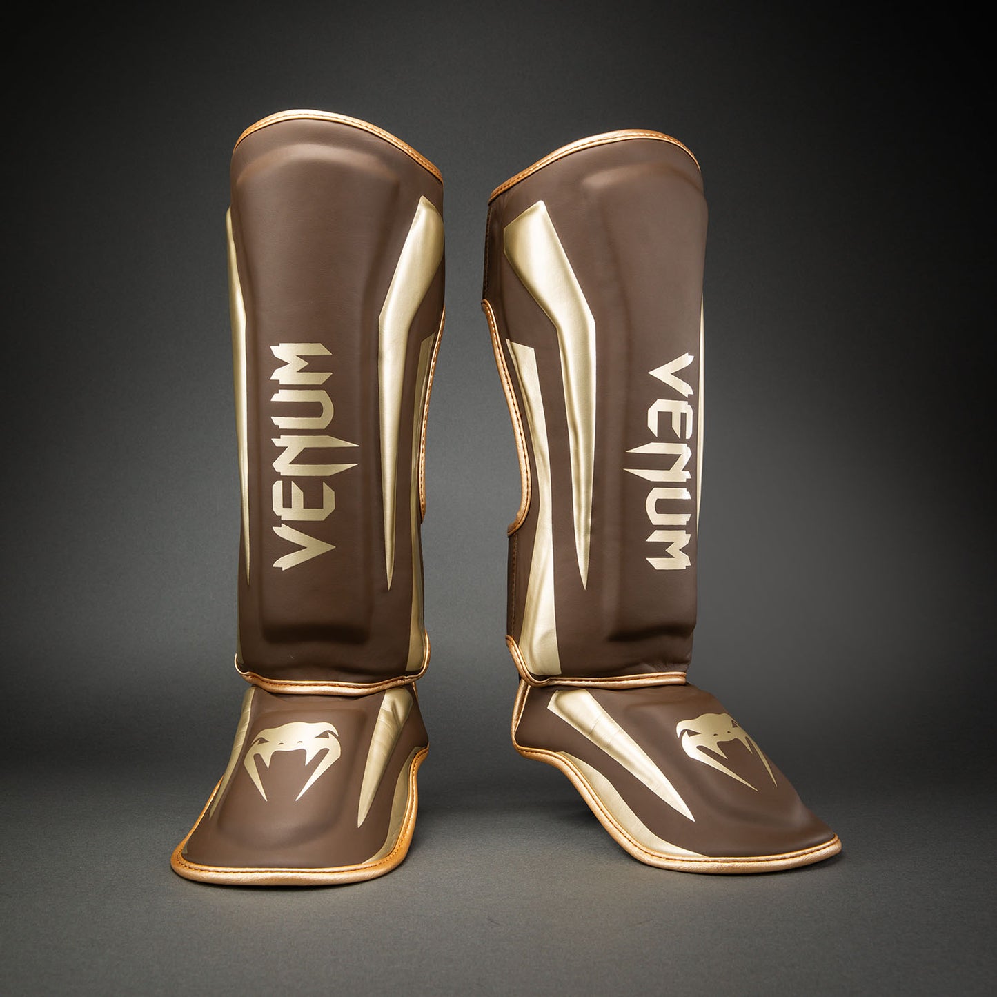 Venum Elite Shin Guards - Dark Brown