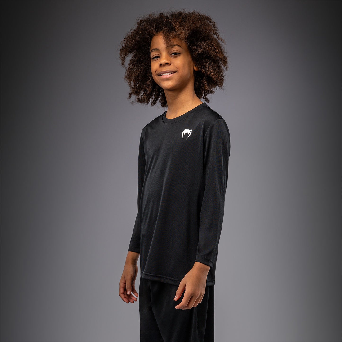 Venum Lineup Youth Performance Long Sleeve T-Shirt - Black/White  product-type_Dry Tech T-Shirts Venum