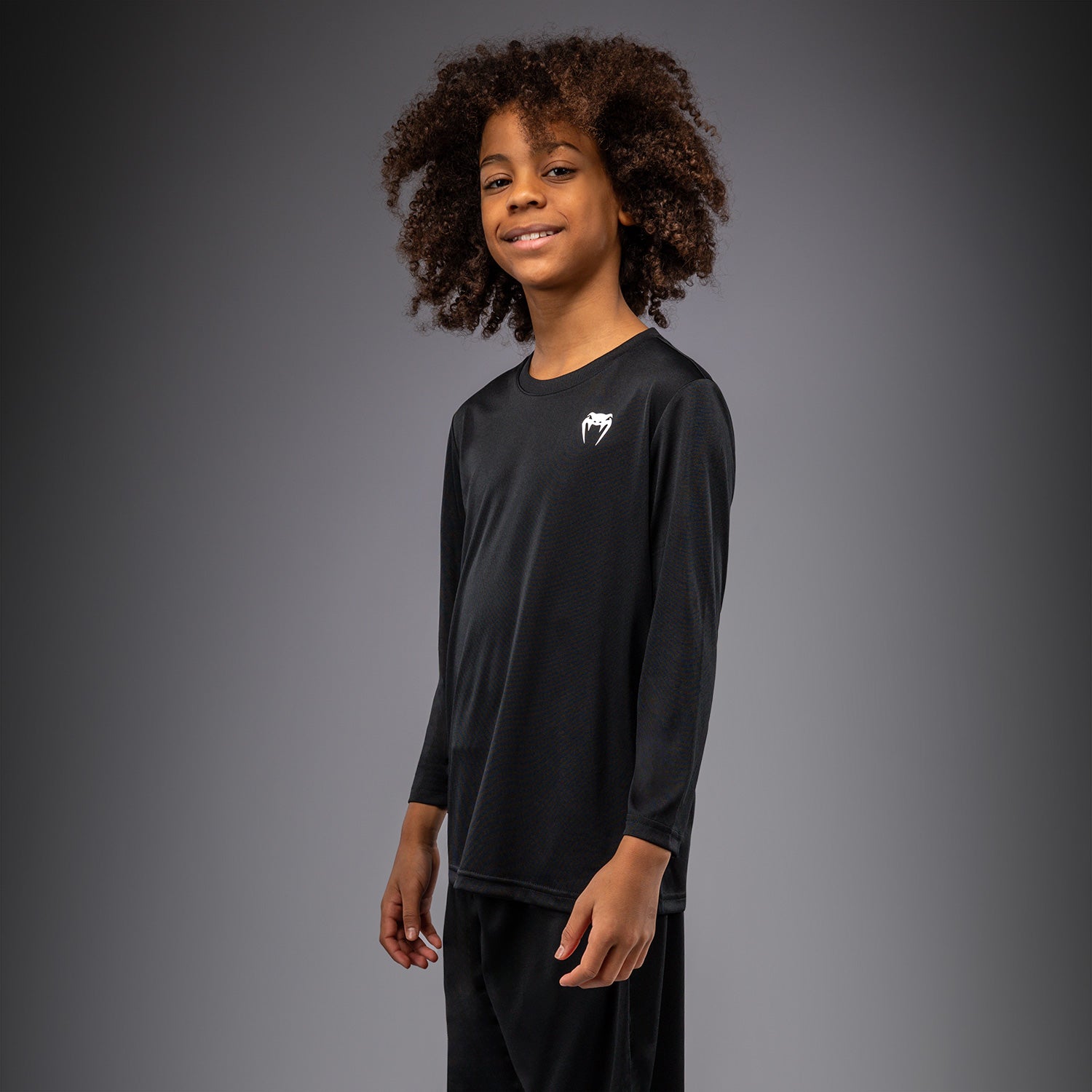 Venum Lineup Youth Performance Long Sleeve T-Shirt - Black/White  product-type_Dry Tech T-Shirts Venum