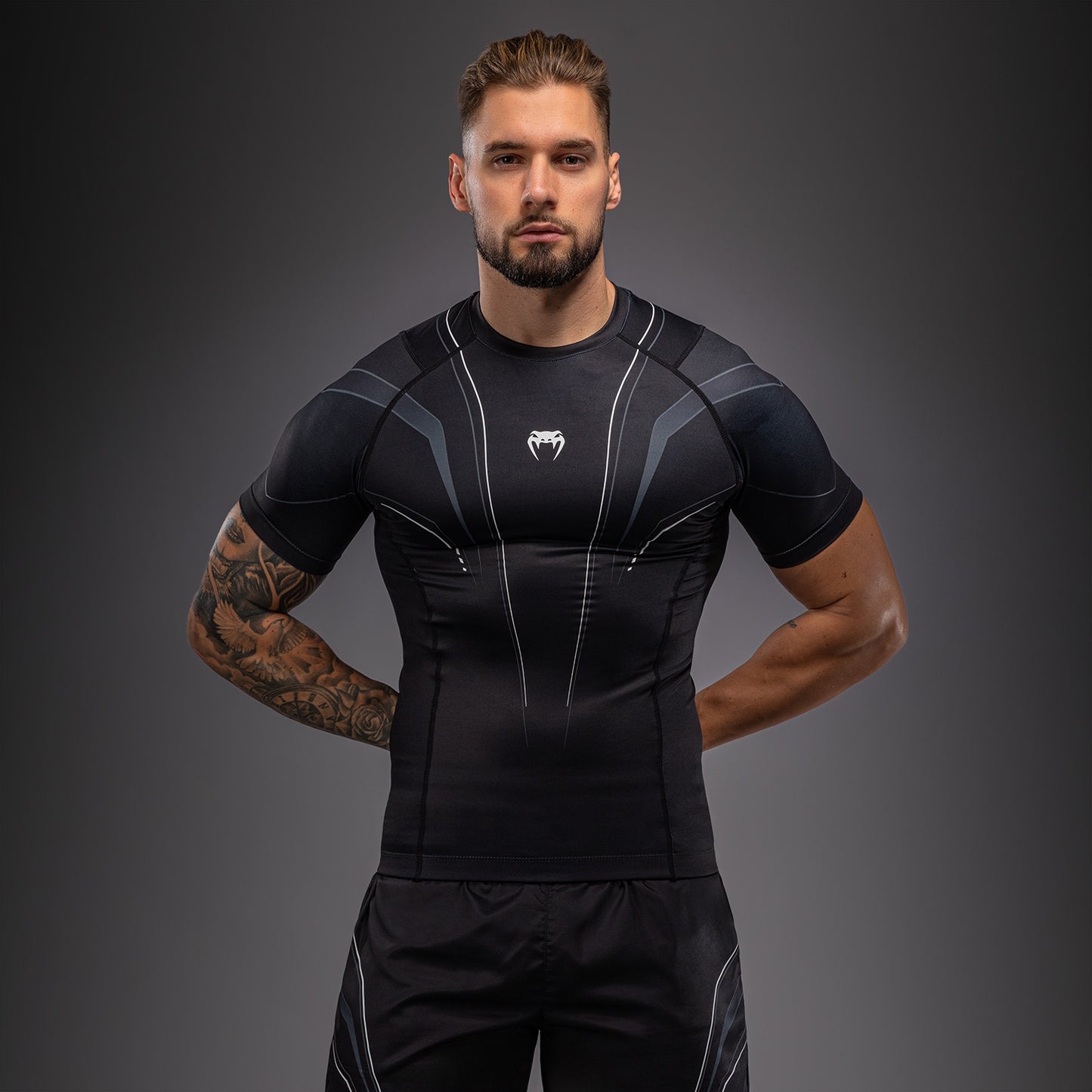 Venum Streamline Short Sleeve Rashguard - Black/White  product-type_Compression T-Shirts Venum