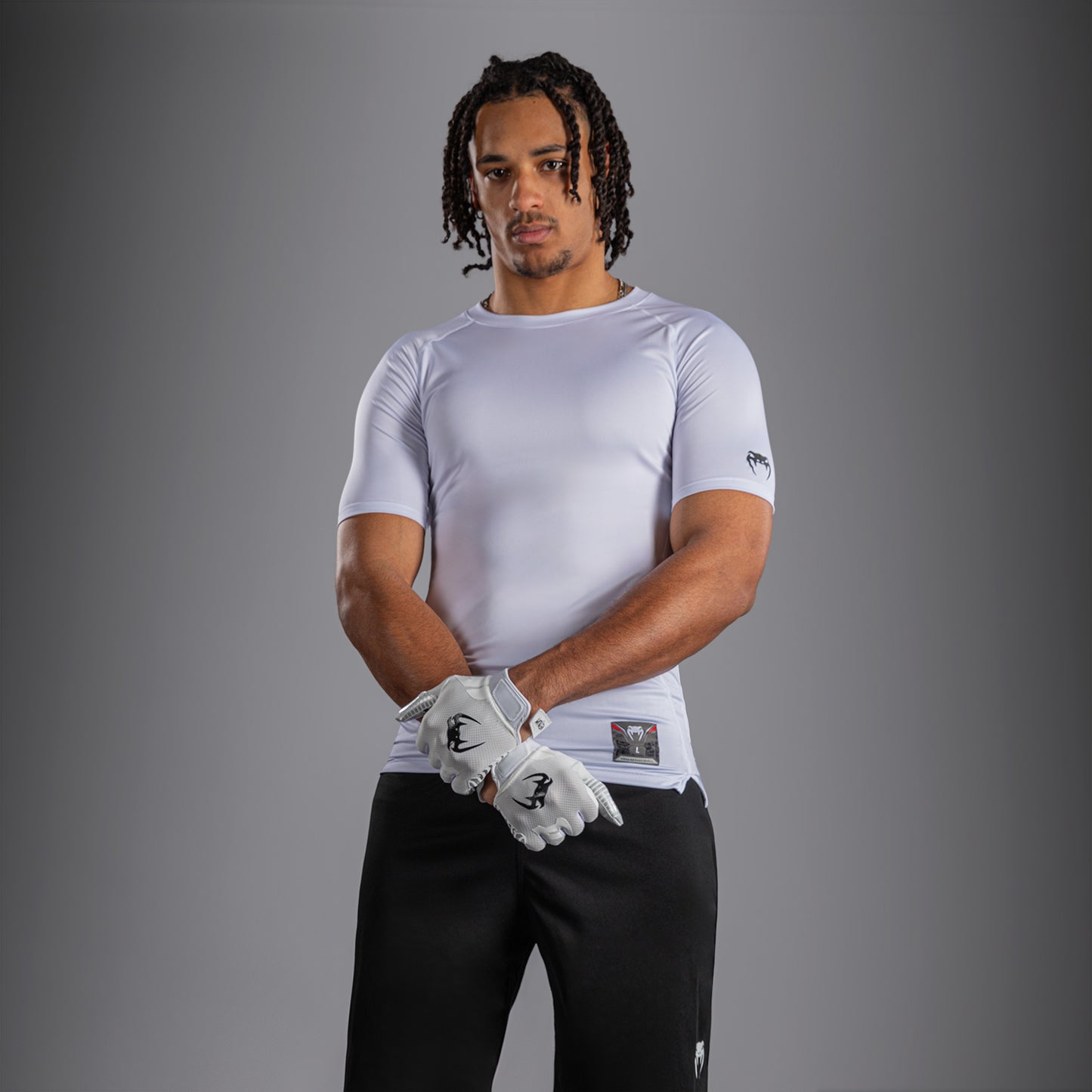 Venum Lineup Half Sleeve Compression Shirt - White/Black