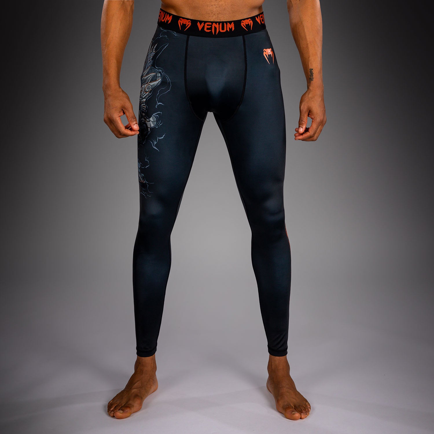 Venum Thunder Dragon Spats - Black/Grey/Copper  product-type_Compression Pants Venum