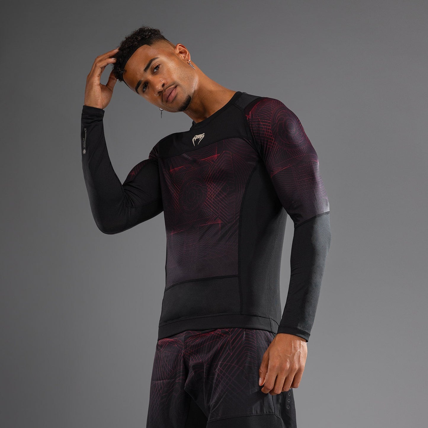 Venum G-Fit Air Men's Long Sleeve Rashguard - Deep Black/Fire Red