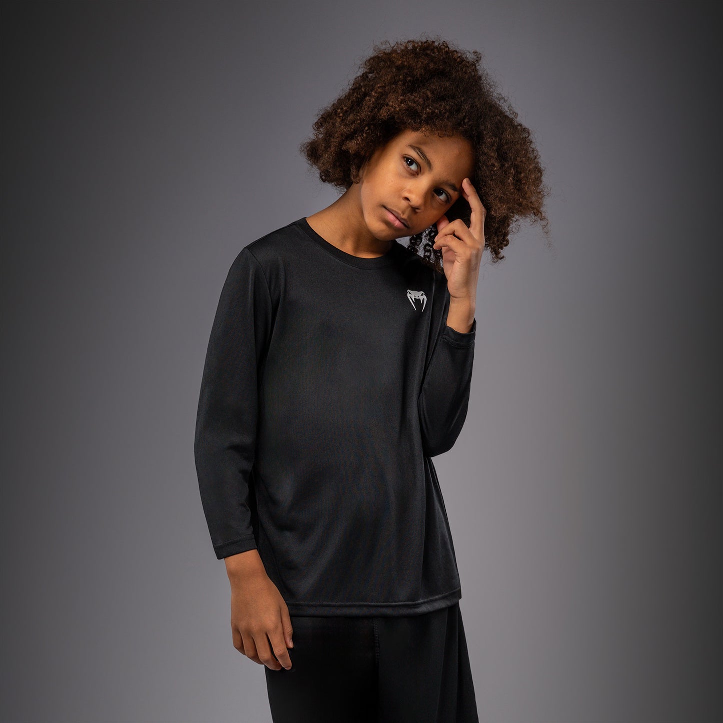 Venum Lineup Youth Performance Long Sleeve T-Shirt - Black/White  product-type_Dry Tech T-Shirts Venum