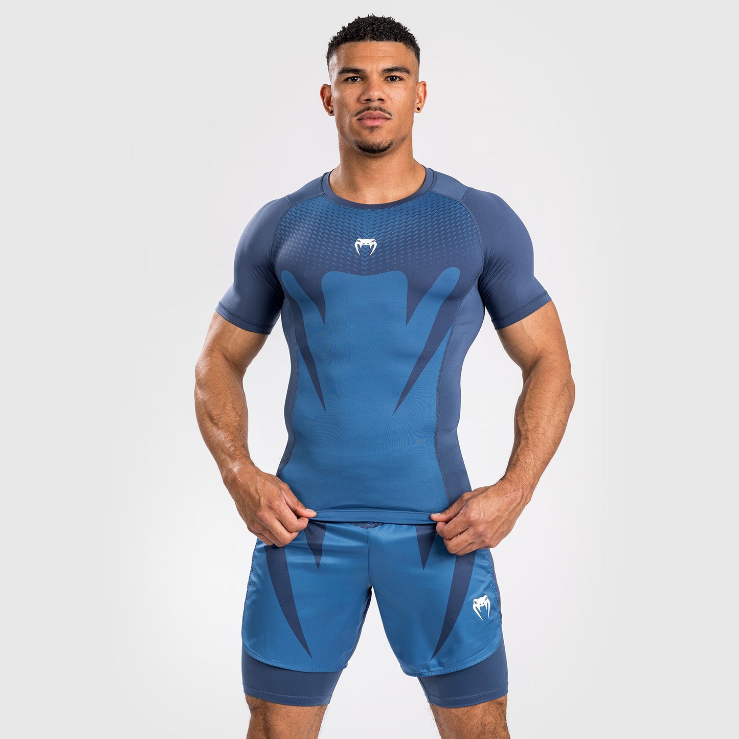 Venum Attack Men's Short Sleeve Rashguard - Navy Blue