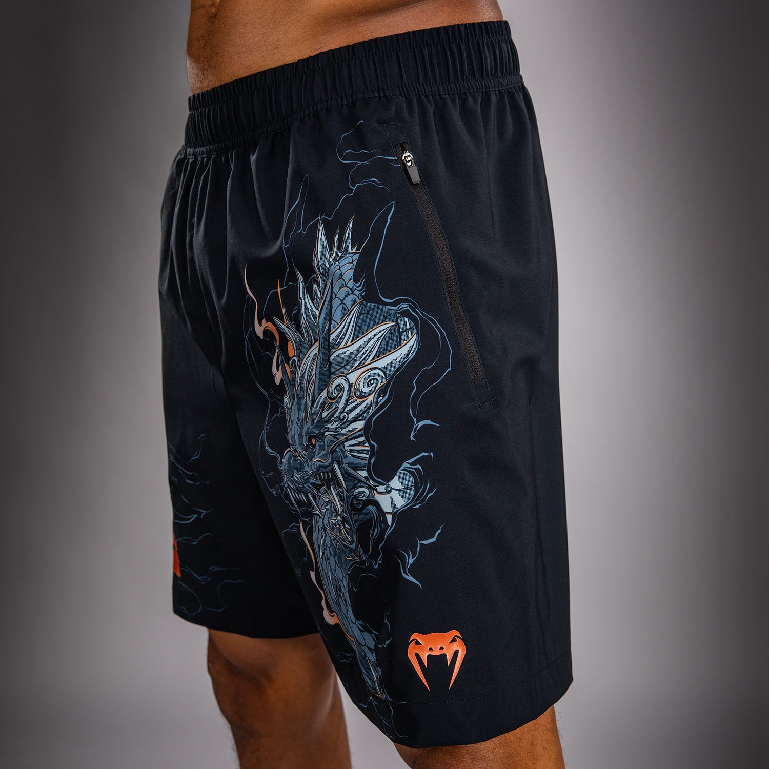 Venum Thunder Dragon Training Shorts - Black/Grey/Copper - Venum