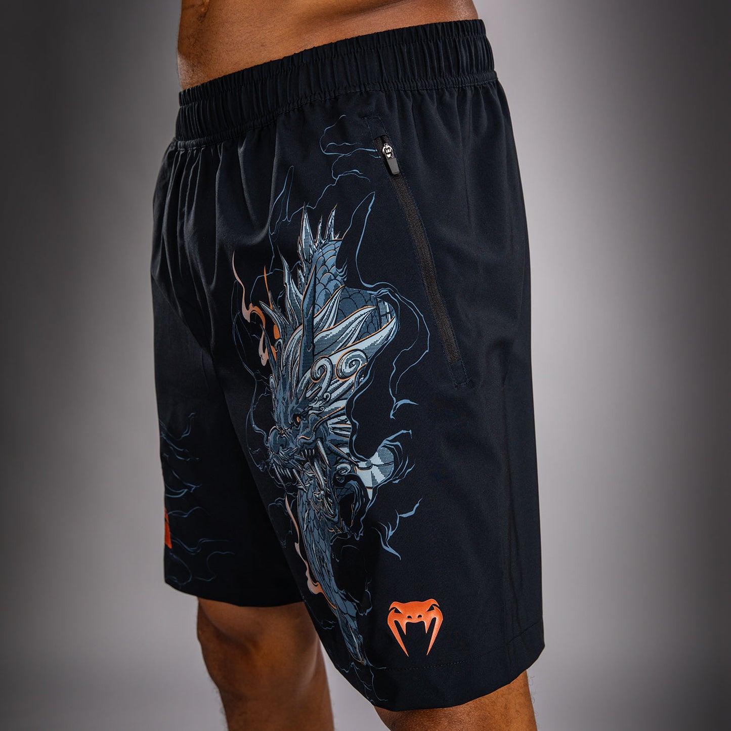 Venum Thunder Dragon Training Shorts - Black/Grey/Copper  product-type_Training shorts Venum