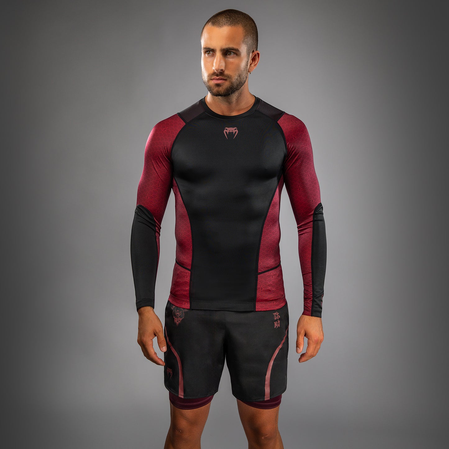 Venum x Assassin’s Creed Shadows Men’s Long Sleeve Rashguard - Burgundy/Black
