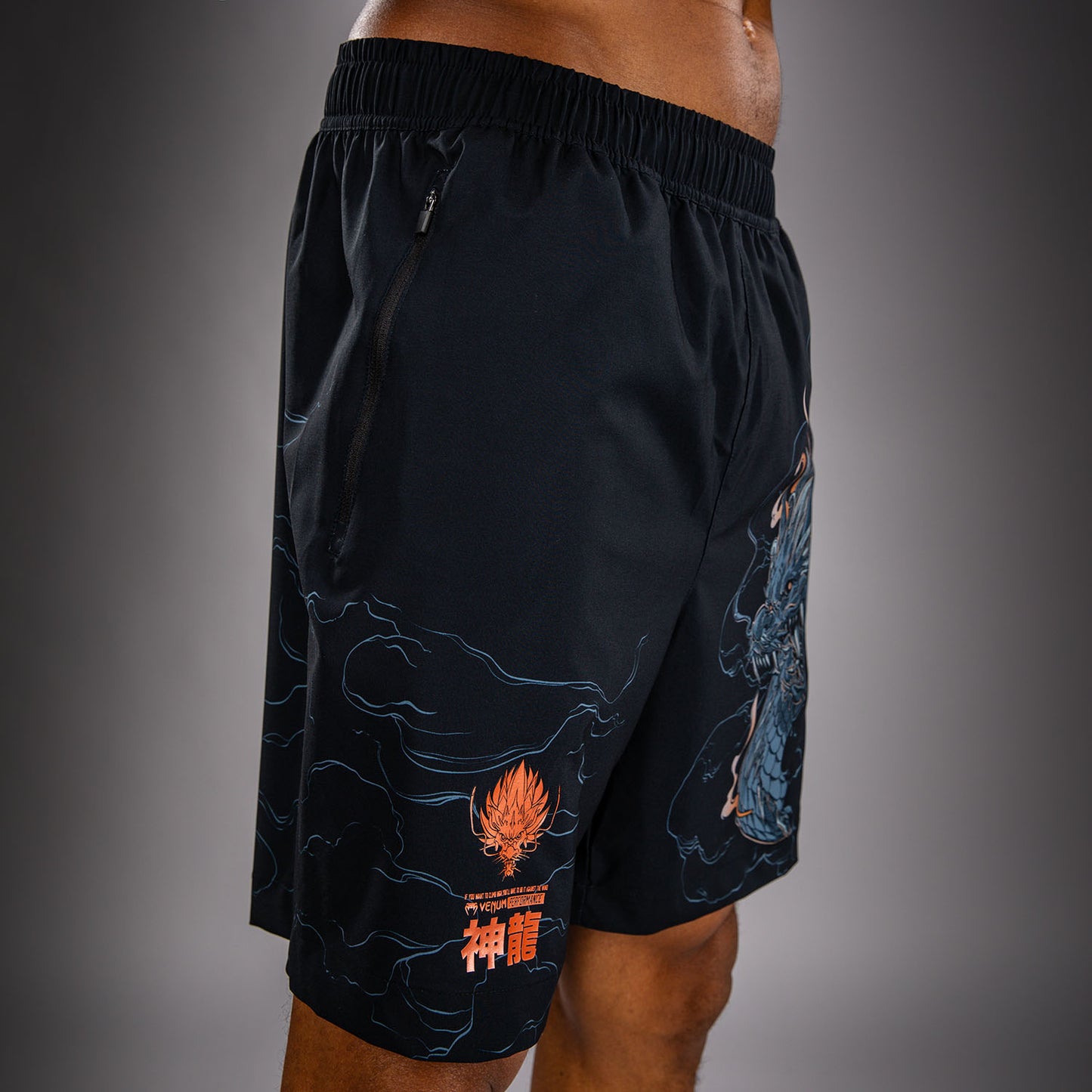 Venum Thunder Dragon Training Shorts - Black/Grey/Copper  product-type_Training shorts Venum