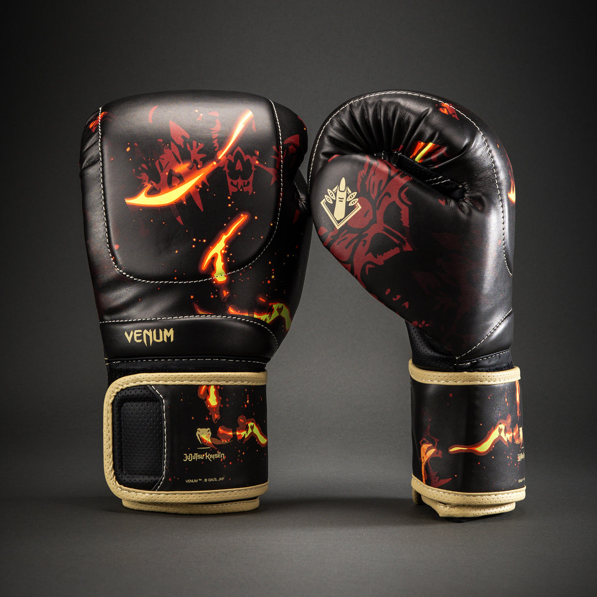 Jujutsu Kaisen x Venum Sukuna Impact Evo Boxing Gloves - Black/Beige