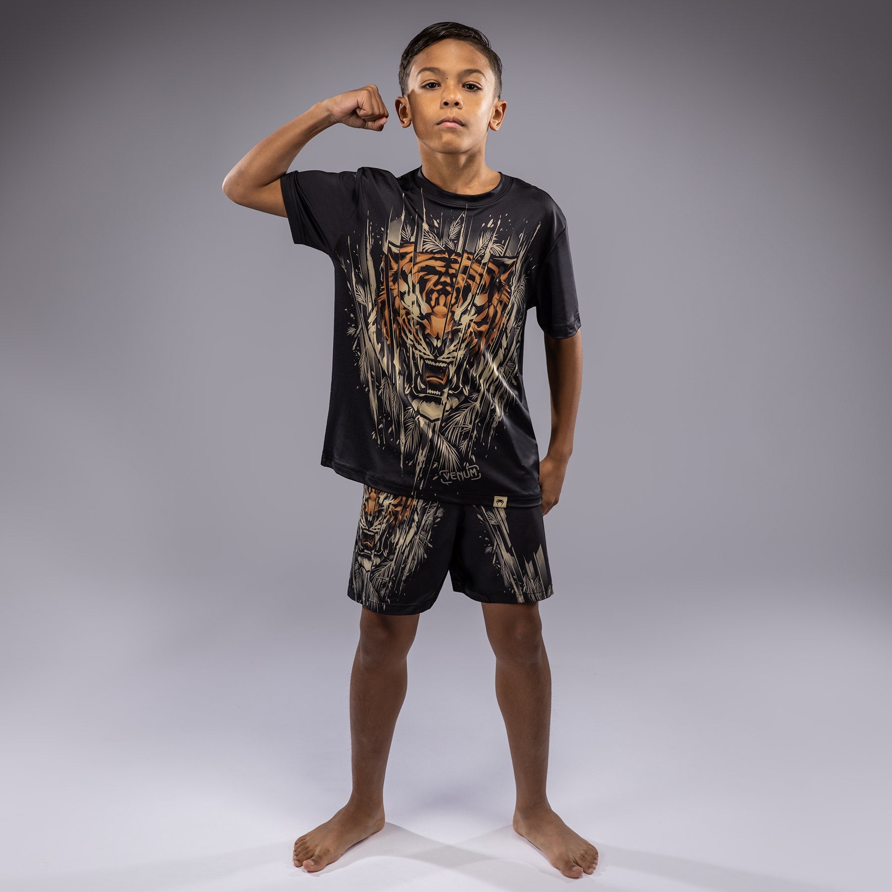 Venum Tiger Kids Dry Tech T-Shirt - Black/Neon Orange - Venum - Venum