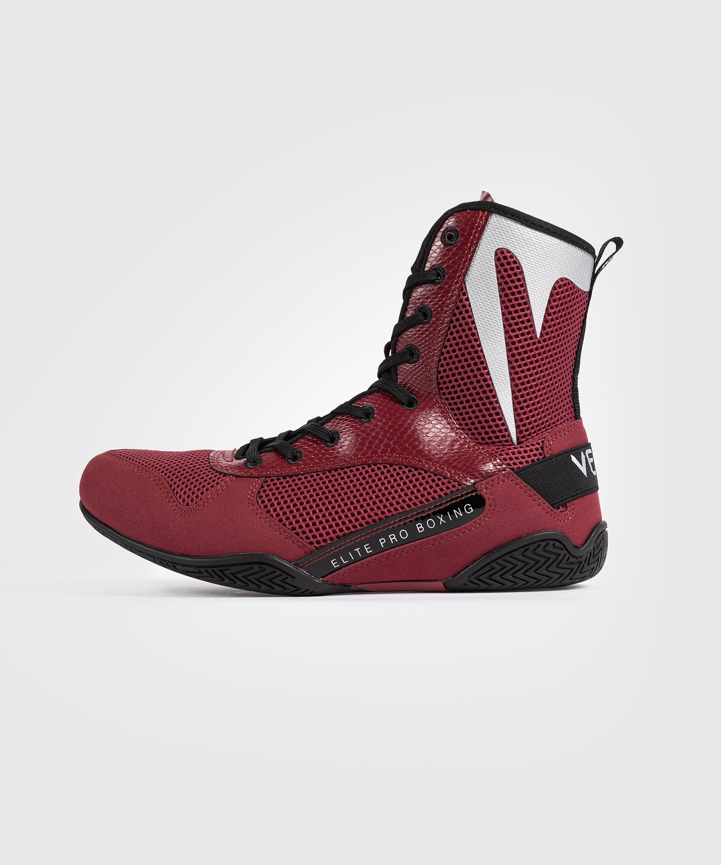 Venum Elite Boxing Shoes - Burgundy / Silver