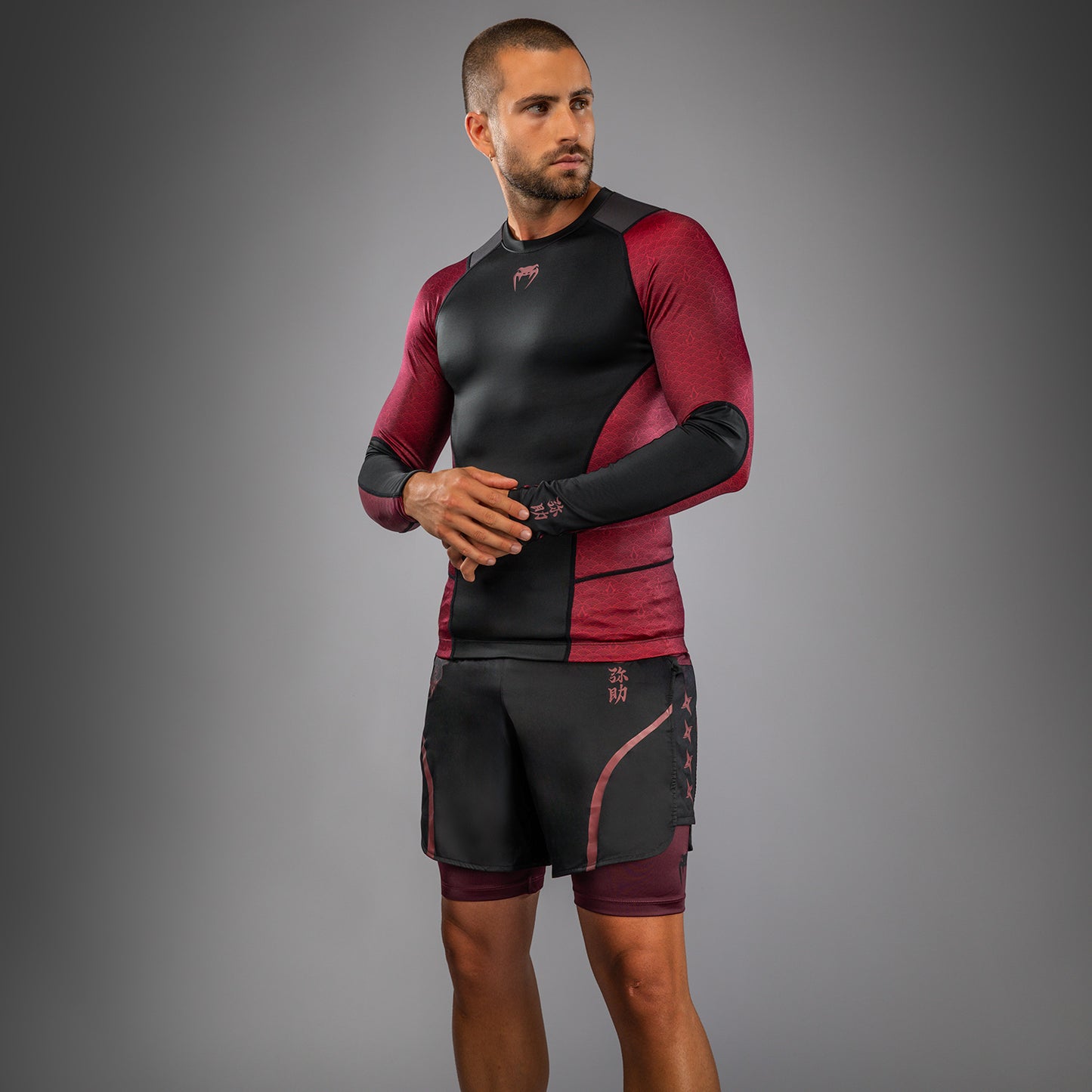 Venum x Assassin’s Creed Shadows Men’s Long Sleeve Rashguard - Burgundy/Black