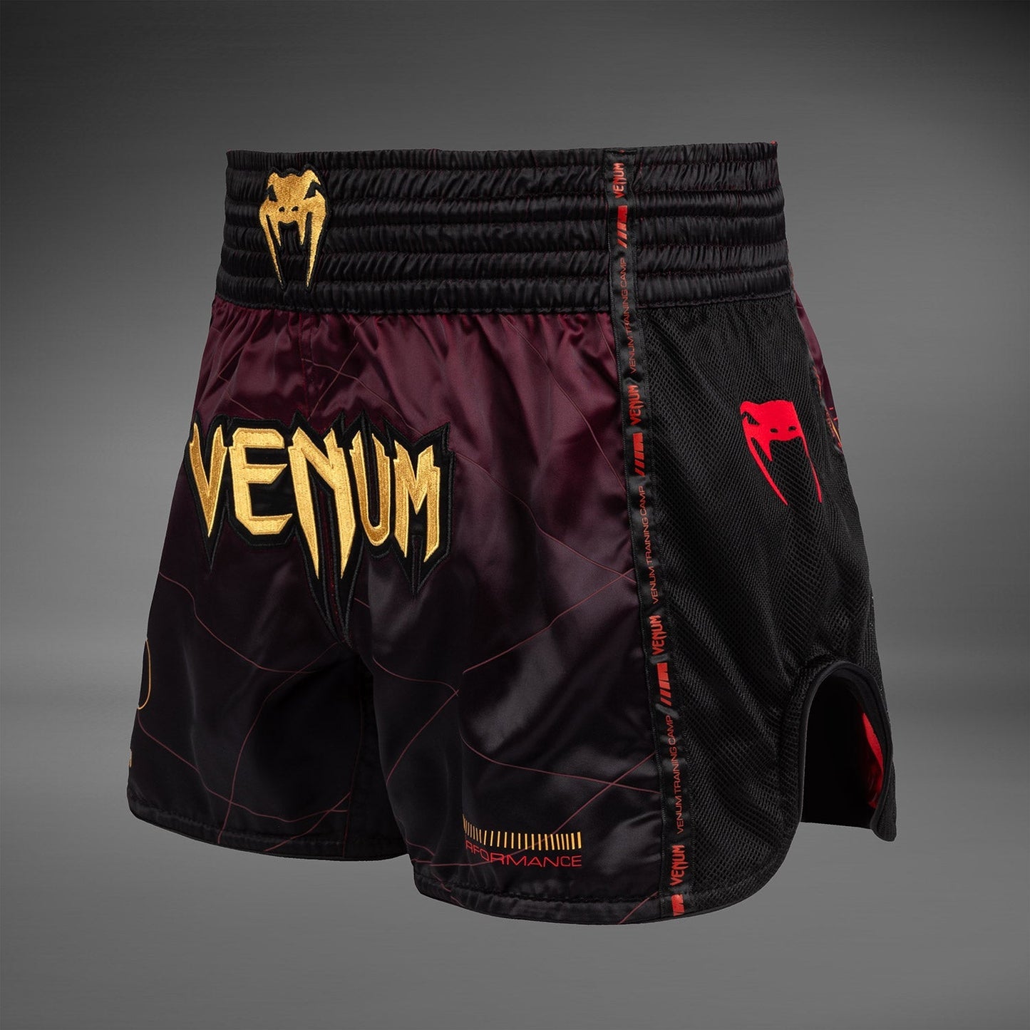 Venum Tactical XT Muay Thai Shorts - Black/Burgundy/Gold
