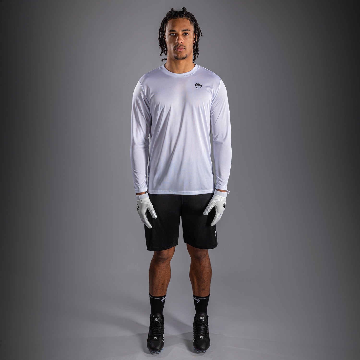 Venum Lineup Performance Long Sleeve T-Shirt - White/Black  product-type_Dry Tech T-Shirts Venum